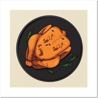 Roast chicken cartoon illustration Posters and Art